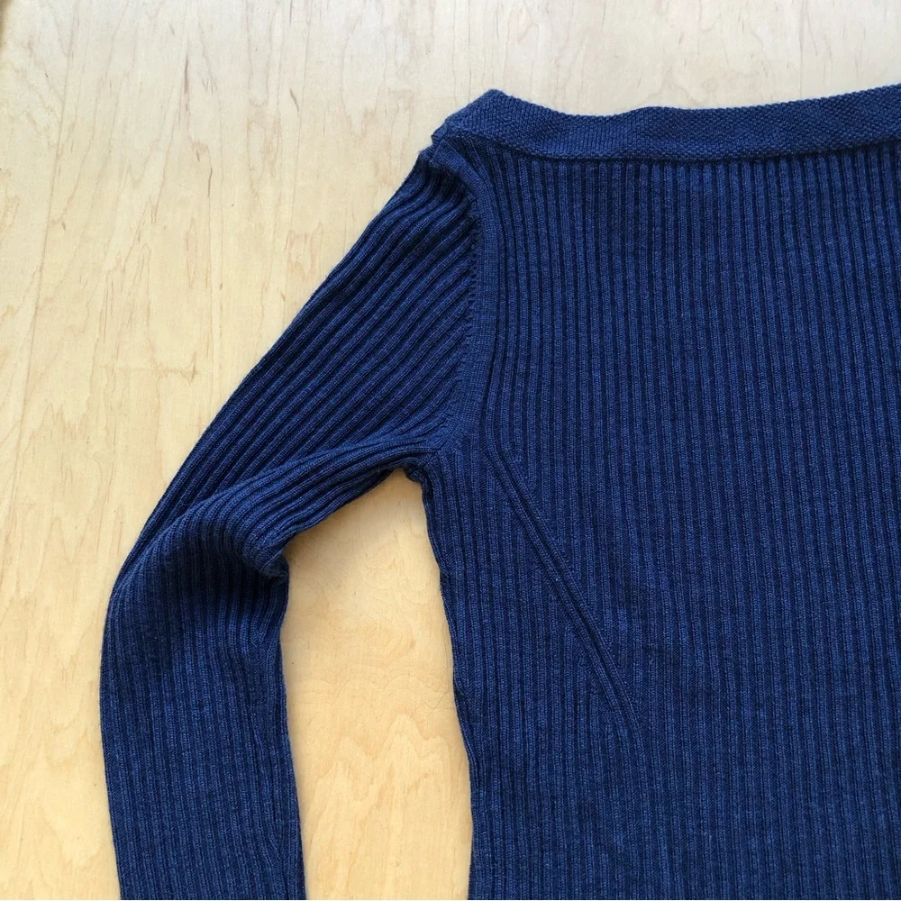 Tory Burch heather blue ribbed sweater - Picture 2 of 6